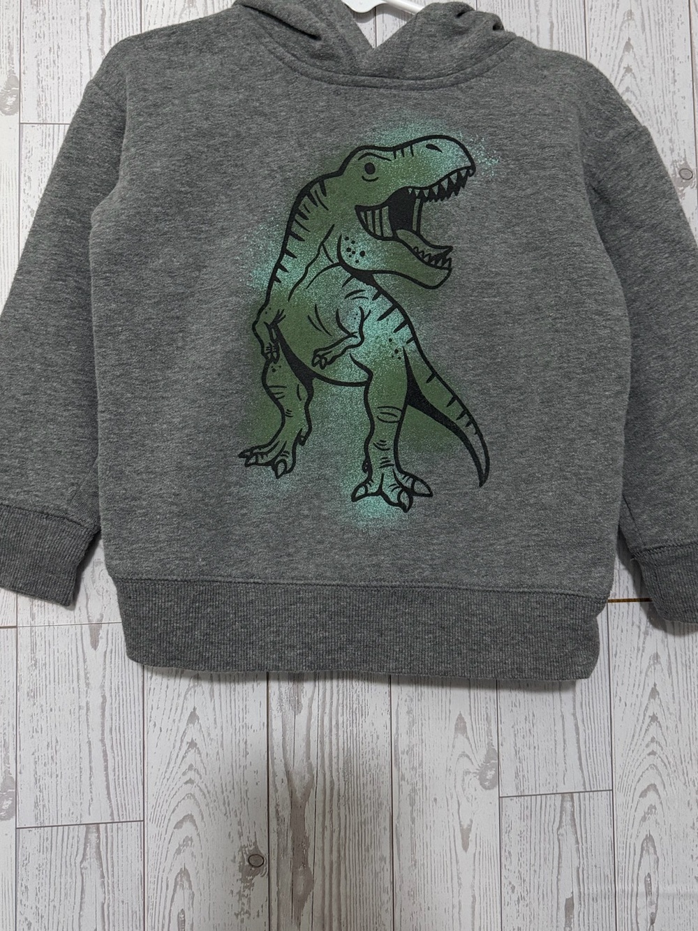 jumping beans Gray Hoodie with Green Dino Graphic